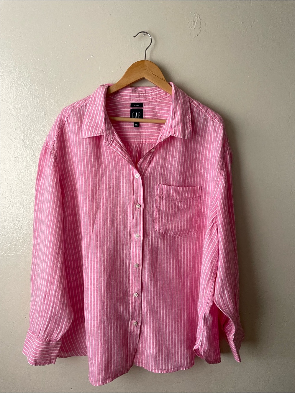 GAP Pink White Stripe Casual Button-Down Shirt